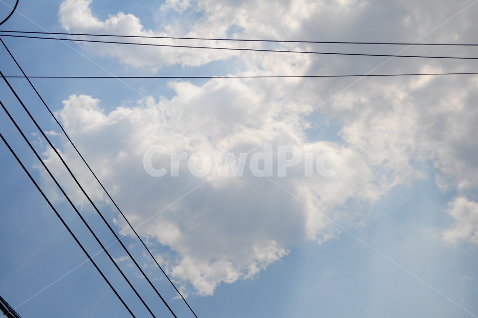 하늘,구름,맑은날,뭉게구름,햇살,전기줄,자연,풍경,nature,landscape,cable,케이블,power lines,전력선,electric transmission tower,송전탑