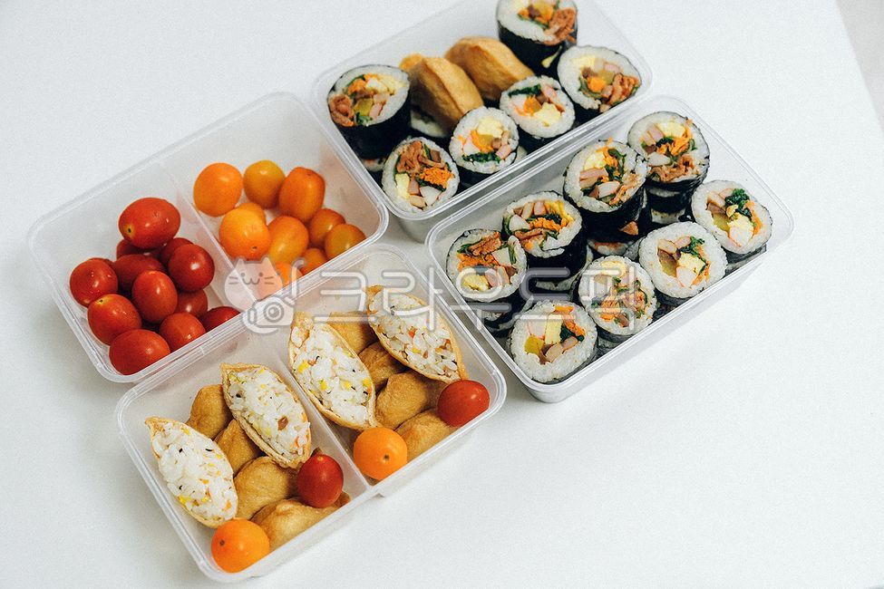 김밥,유부초밥,채소,토마토,과일,방울토마토,도시락,food,음식,식사