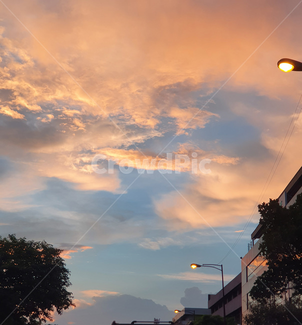 노을,가로등,하늘,sky,sunset,cloud,구름,lamppost