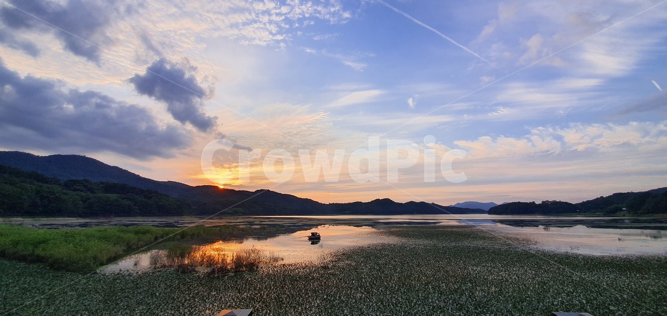 자연,노을,하늘,산,강,맑은하늘,노을하늘,물,구름,자연,풍경,nature,landscape,outdoors,옥외,land,땅,water