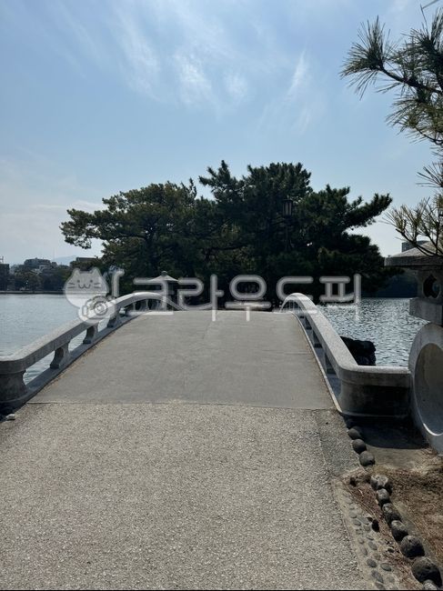 후쿠오카,오호리공원,호수,돌다리,봄