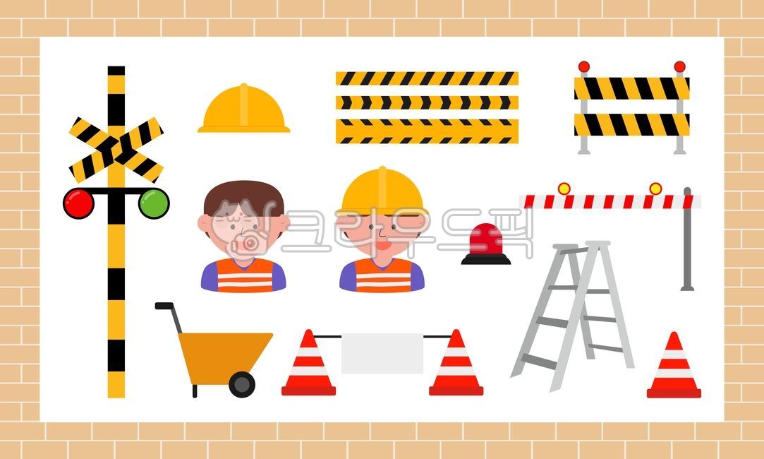safety tape,warning light,ladder,breaker,Construction site,triangular pyramid,hard hat,person,Traffic Light,worker,cart