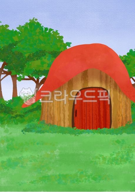 숲속,나무집,동화책,귀여운집,나무들,예쁜그림,감성그림,액자,빨간지붕,빨간문,버섯모양집,버섯,아기자기,하우스,home,forest,illustration,ipad,brush,procreate