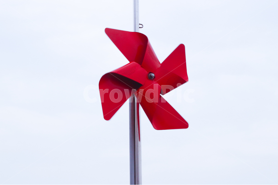 바람개비,빨간색,바람,하늘,기둥