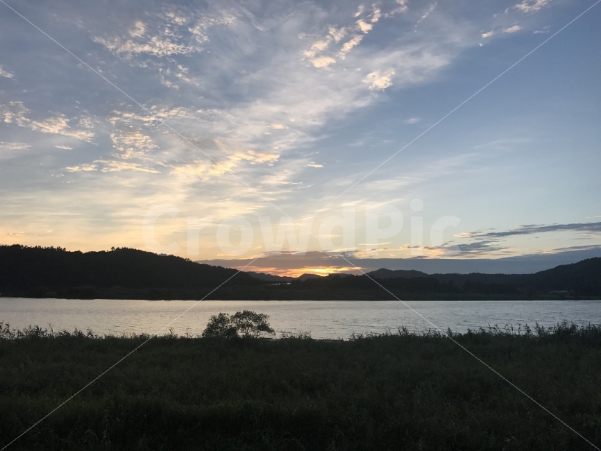 하늘,노을,구름,해질녘,강,풍경,자연,풍경,nature,landscape,outdoors,옥외,sky