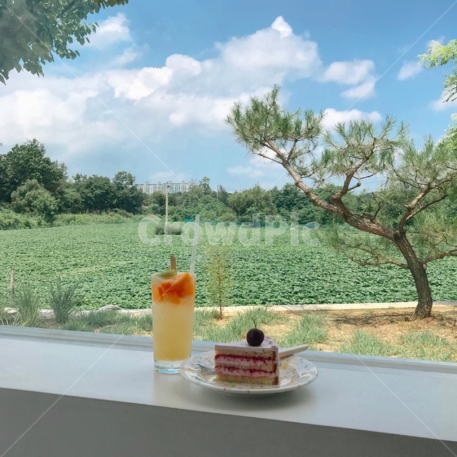 케이크,에이드,복숭아에이드,하늘,구름,카페,cafe,drink,cake,음식,식재료,요리,food,cook,meal,dishes,food reserves,디저트,간식,후식,dessert,snack