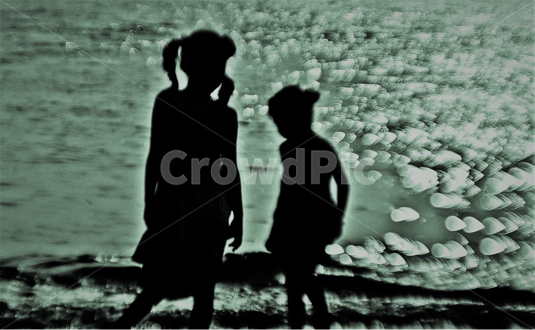 바다,자매,언니,동생,파도,물결,사람,인물,인간,human,person,가족,패밀리,family,어린이,어린아이,child,children,kid,인물실루엣,사람실루엣,character silhouette,human silhouette,silhouette,실루엣,nature,자연,outdoors,옥외