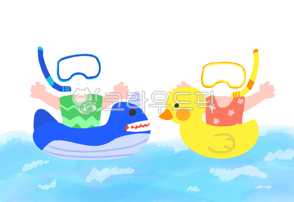 Children's face composition,composition,tube composition design,summer sea,water play illustration,summer vacation,kindergarten materials,kindergarten environment composition