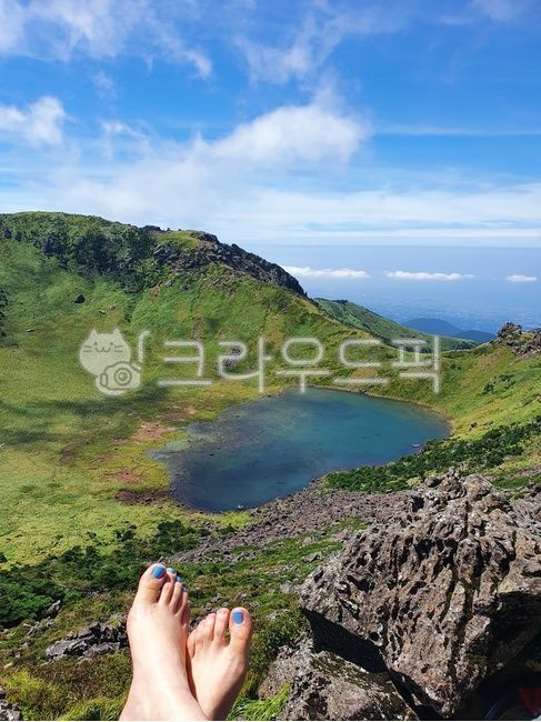 Pedicure,active volcano,Hallasan Mountain,Baeknokdam,Jeju Island,crater,summit,landscape