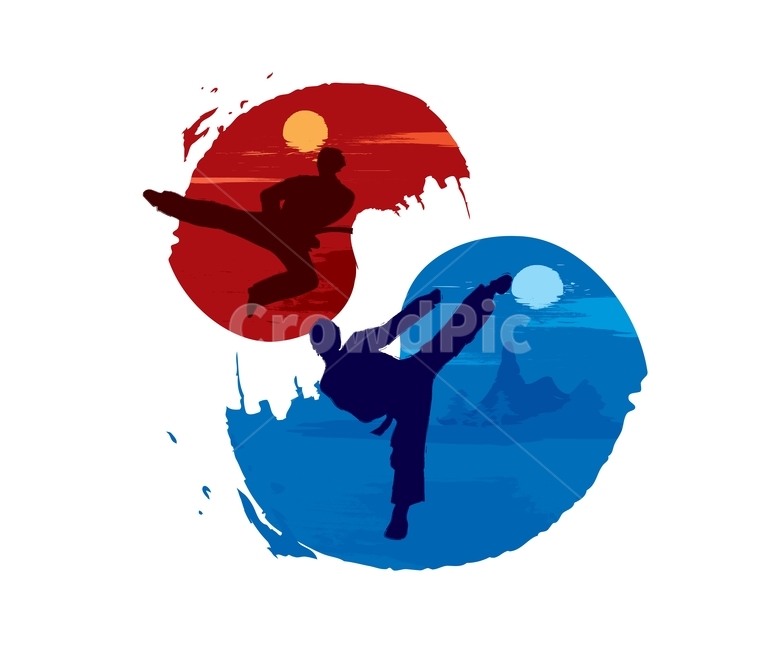 태권도,마샬아츠,무술,태극,발차기,사람,실루엣,인물,그림자,싸움,게임,스포츠,도복,남자,일러스트,벡터,로고,그래픽,일러스트레이션,graphic,illustration