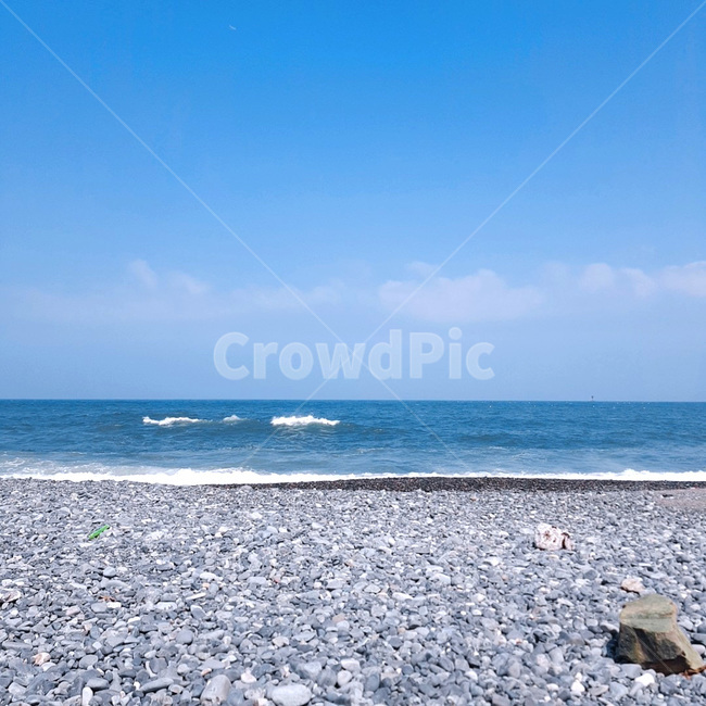 바다,자갈,하늘,파도,구름,해변,바다,beach,sea