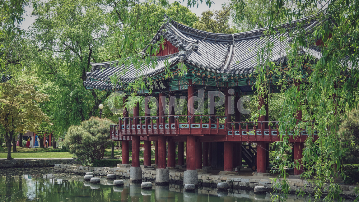 한국,전통,남한루원,기와,버드나무,한옥풍경,누각