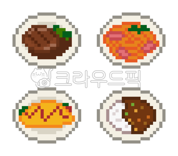레트로,픽셀,픽셀아트,도트,게임,일식,스테이크,함박스테이크,스파게티,오므라이스,카레,일본,일본아이콘,일본픽셀아트,일본일러스트,일본음식,일본요리,일본디저트,일본간식,귀여운,요리,간식,음식