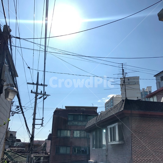 건물,주택,단지,케이블,해,자연