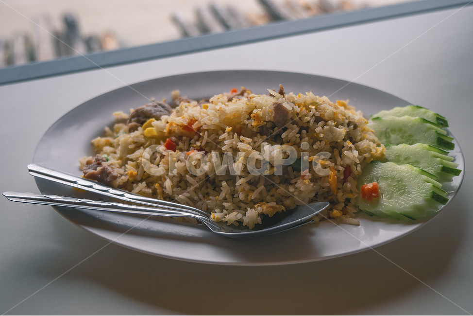 savory,cucumber,Thai food,Thai cuisine,pork,delicious,food,thaifood,fried rice,thai food,Thai traditional cuisine,Pork Fried Rice,friedrice