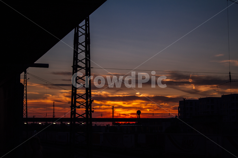 노을,저녁,기찻길,풍경,야경,독일,뮌헨,해외,외국,glow,evening,railroadtrack,scenery,nightview,germany,munich,overseas,foreign,실루엣,그림자,silhouette,shadow