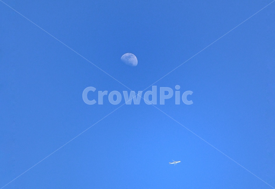 moon,airplan,낮달,비행기,달
