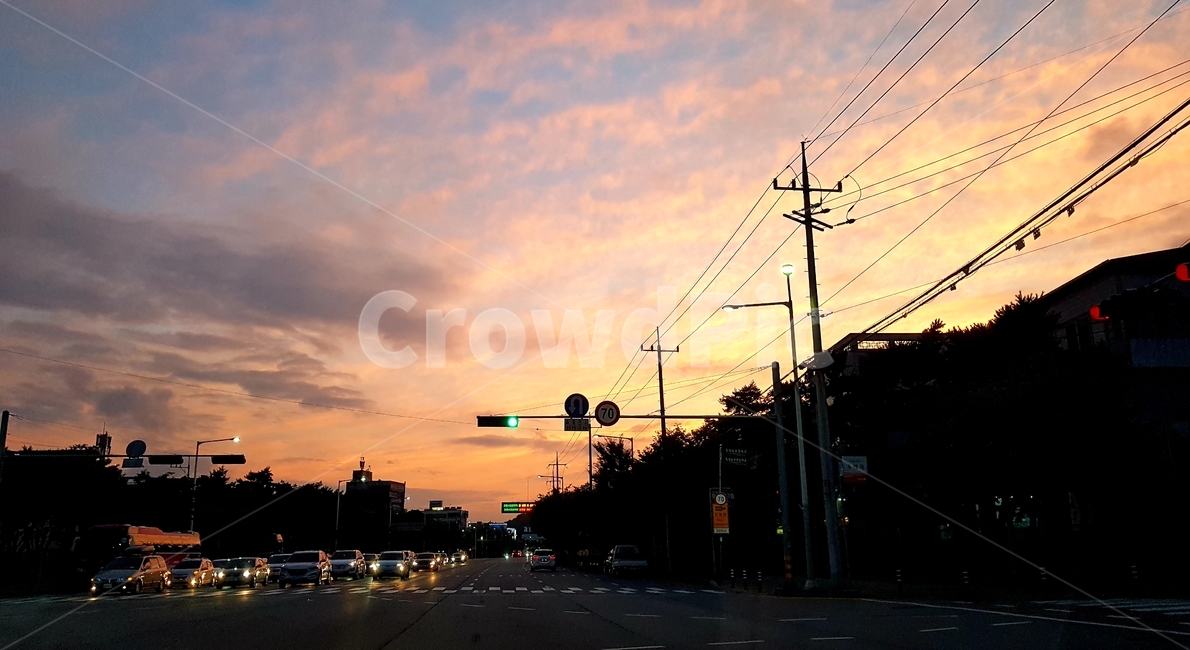evening time,Gumi City Okgye Intersection,Waiting for the signal,signalwaiting,sunset,eveningdriving,drive