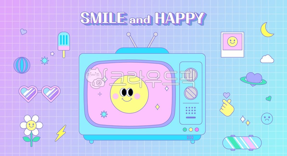 레트로,뉴트로,귀여운,캐릭터,레트로캐릭터,1990년대,tv,티비,좋아요,이모티콘,아이스크림,선글라스,꽃,보드,스케이트보드,우주,사진,달,구름,스티커