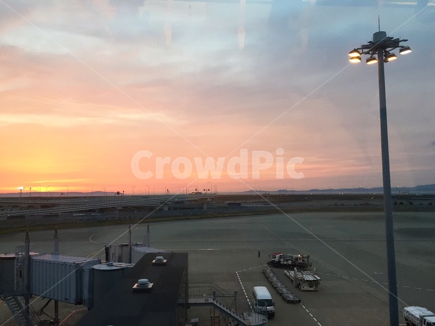 비행기,공항,창가자리,풍경,노을