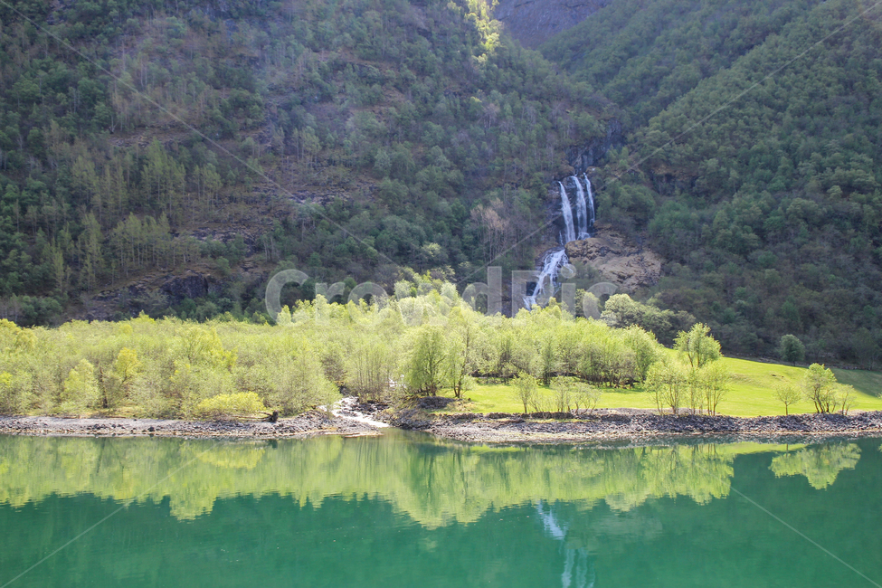 magnificent,scene,mountain valley,spring,Sognefjord,beautiful,fjord,waterfall,sight,ridge,europe,terrain,mountainside,High,Cliff,green,nature,water,fiord,outdoor,natural scenery,Norway,watercourse,North Europe,sublime,Hyeongok