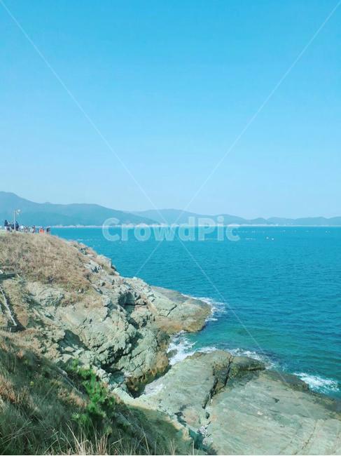 바위,바다,지평선,하늘,자연,자연,풍경,nature,landscape,land,땅,outdoors,옥외,water,물,sea,ocean,대양,shoreline,해안선,promontory,곶,coast,연안