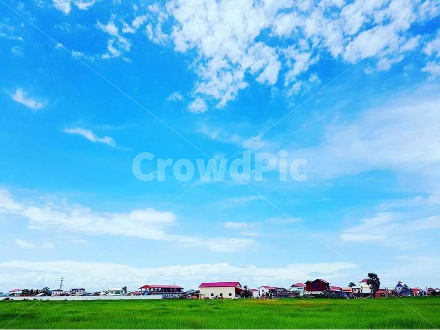 풍경사진,하늘,캄보디아,푸른하늘,흰구름,시골,마을,풍경,landscape,country,rural,town,해외,외국,세계,foreign,oversea,world