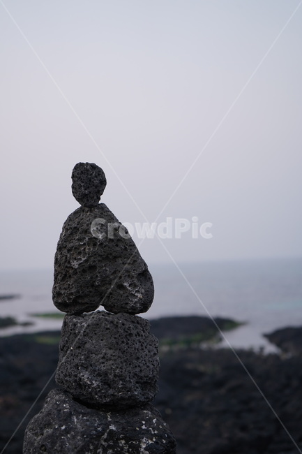 돌탑,바다,아웃포커스,배경,흐림