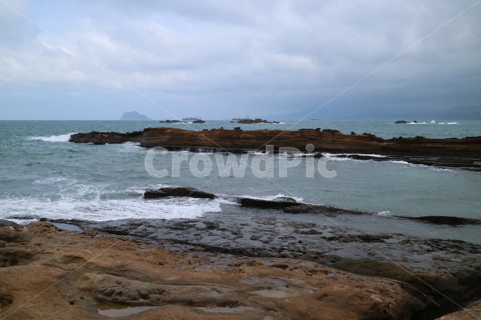 예류,바다,자연풍경,돌,대만,하늘