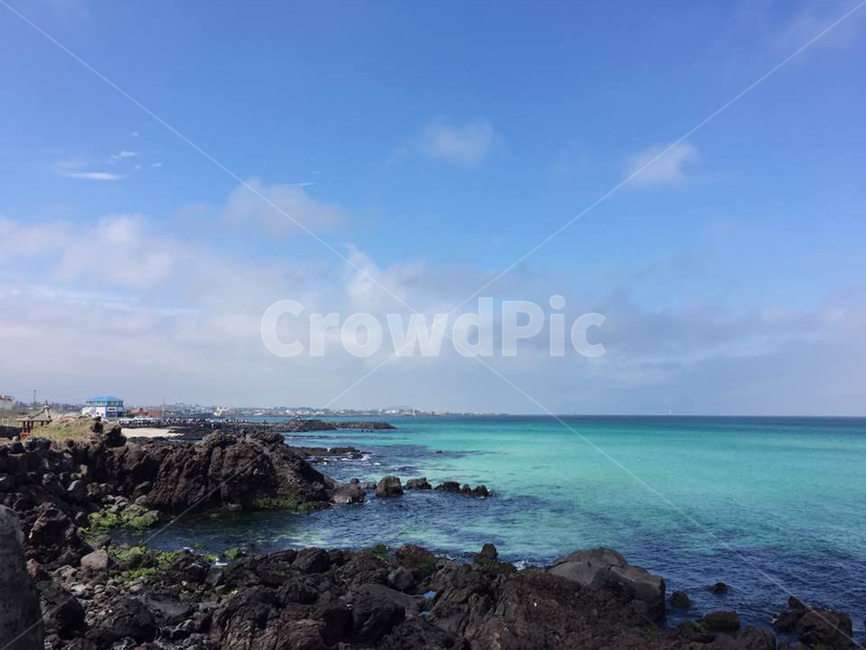 바다,해변,바위,청량한,제주도,앞바다,낮,봄