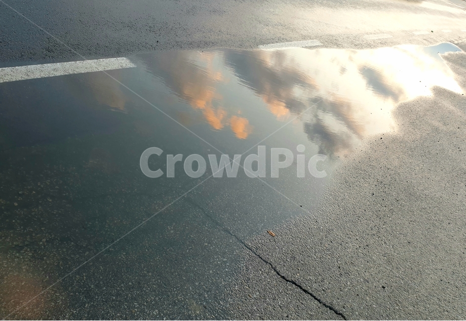 puddle,흐리게하다,구름,비,rain,풍경