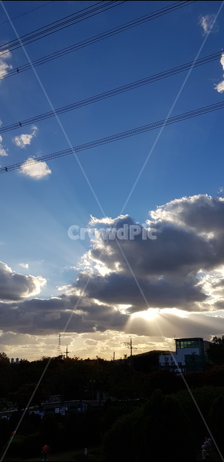 하늘,노을,구름,맑음,파란,푸른하늘,sky,sunset,cloud,clear,안산,하늘공원,blue,yellow,아름다운,햇빛,sun