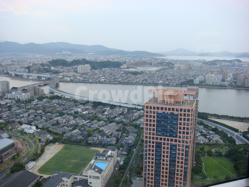 후쿠오카,타워,도심,일본,여유