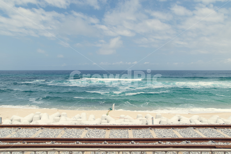 바다,철도,해변,해수욕장,하늘,자연,풍경,nature,landscape,교통,교통수단,traffic,transportation,train track,기찻길,railway,rail,레일