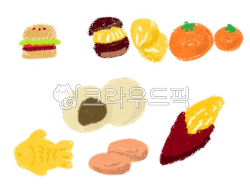 겨울간식,간식,고구마,겨울간식일러스트,겨울간식손그림,밤,귤,붕어빵