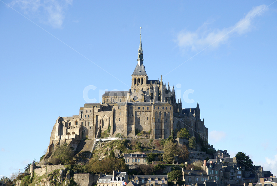 sky,middle ages,castle,Europe,suburbs of Paris,summer,building,monastery,fortress,fall,steeple,spire,fort,France,Montse Michel,architecture,tower