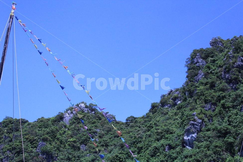 닻,깃발,산,하늘,풍경,자연,풍경,nature,landscape
