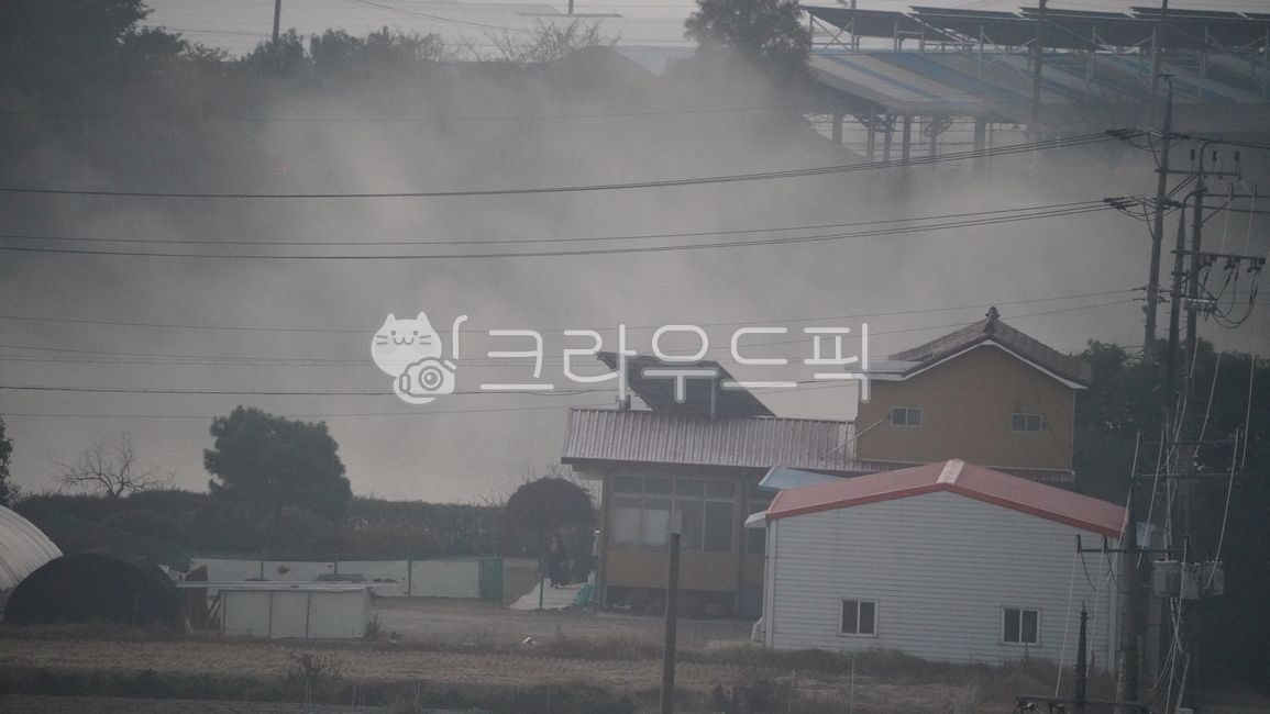 안개,물안개,집,전원생활,안개낀날