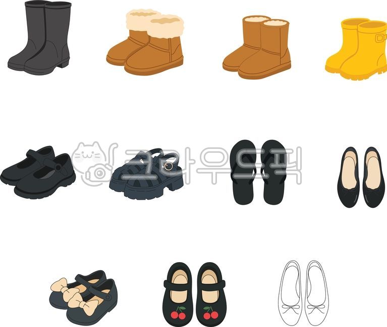 신발,패션아이템,신발일러스트,구두,장화,부츠,어그부츠,어린이신발,유아신발,플랫슈즈,샌들,조리,슬리퍼,여름신발,여성신발