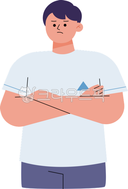 cute,simple,plain,illustration,upper body,expression,gesture,emotional expression,emotion,movement,male,arms crossed,angry,upset