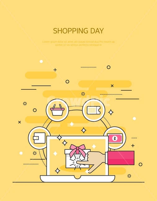 노트북,선물상자,상자,장바구니,쿠폰,쇼핑,라인,라인일러스트,쇼핑,shopping,그래픽,일러스트레이션,graphic,illustration