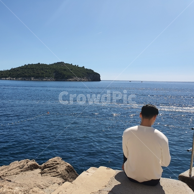 ocean,adriatic sea,back,man,Croatia