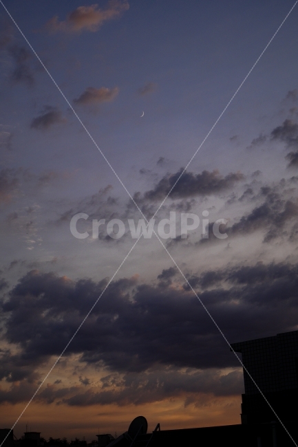 일몰,석양,손톱달,초승달,하늘,자연,풍경,nature,landscape,도시,city,weather,날씨,outdoors,옥외