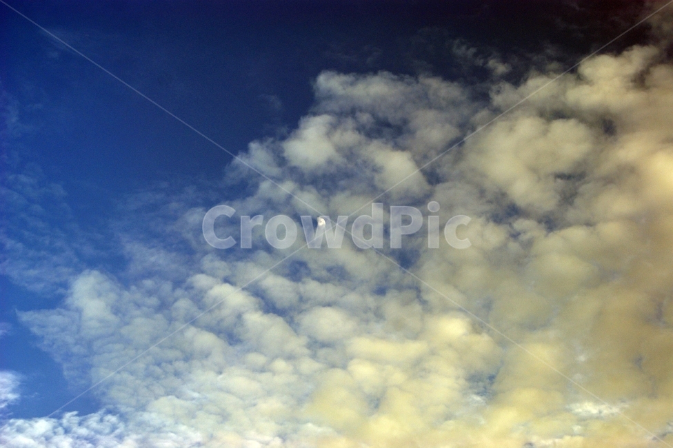구름,하늘,달,배경,파란,노란,석양,노을,자연,자연,풍경,nature,landscape,outdoors,옥외,sky