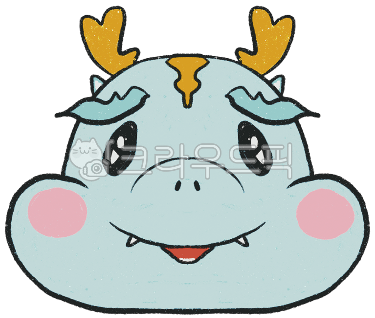 hand drawing,dragon face,blue dragon,cute,new year