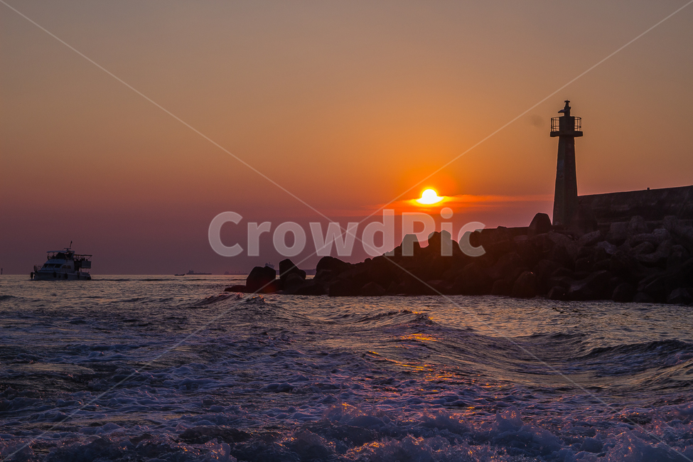 바다,대만,노을,해질녘,sea,outdoors,옥외,nature,sunlight,햇빛,보트,등대
