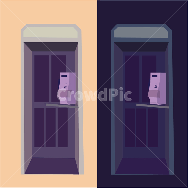 공중전화,전화,공중전화박스,전화기,일러스트,낮과밤,일러스트레이터,그림,보라색,그래픽,일러스트레이션,graphic,illustration