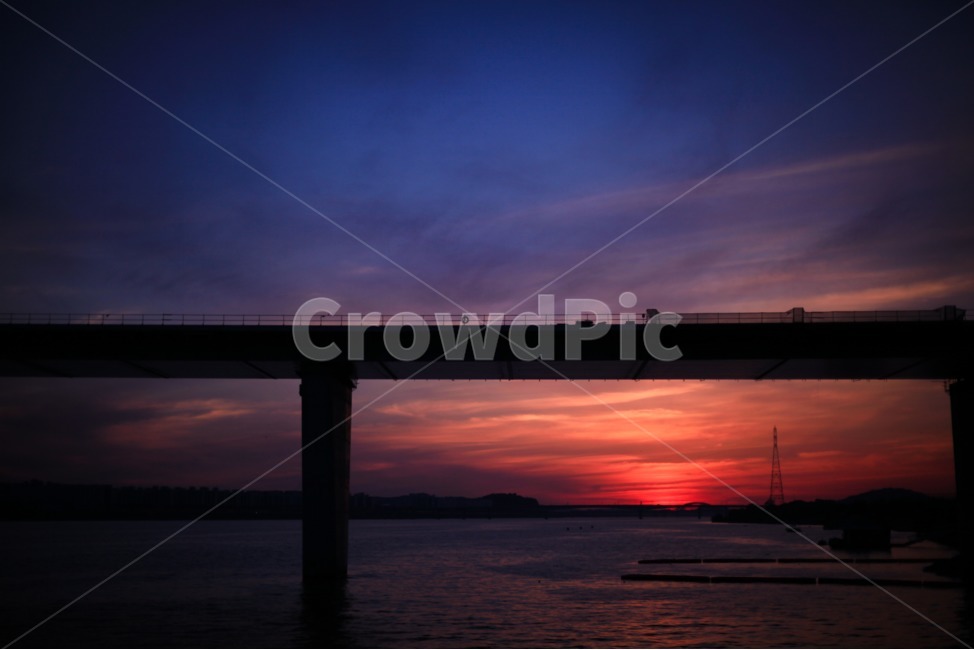 노을,해질녘,야경,하늘,일몰,매직아워,magichour,sunset,sky,다리,강,river,실루엣,그림자,silhouette,shadow
