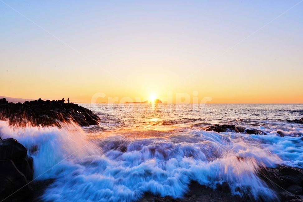 제주도,일출,형제섬,파도,하늘,바다,갯바위,하얀파도,자연,풍경,nature,landscape,sea,ocean,대양,outdoors,옥외,water,물