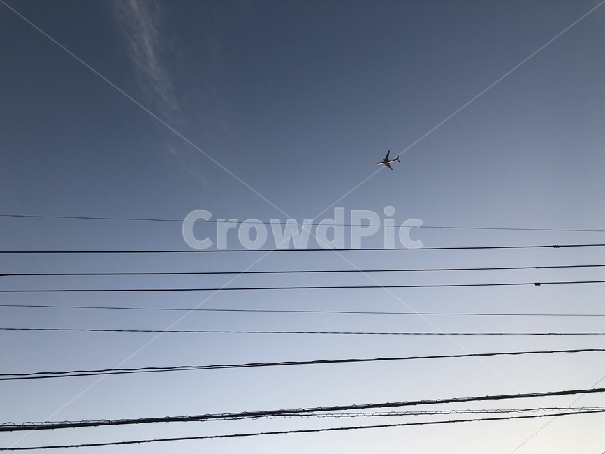 하늘,비행기,전신줄,airplane,sky,blue,파랑색,실루엣,silhouette